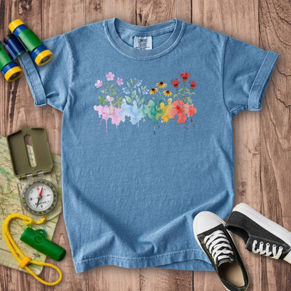 Watercolor Shenandoah Wildflowers Kids Cotton T-Shirt