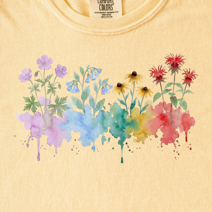 Watercolor Shenandoah Wildflowers Kids Cotton T-Shirt