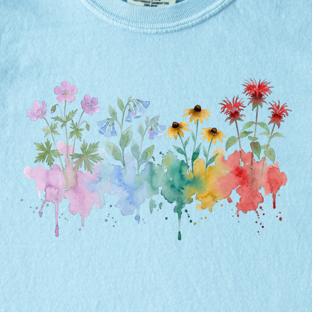 Watercolor Shenandoah Wildflowers Kids Cotton T-Shirt