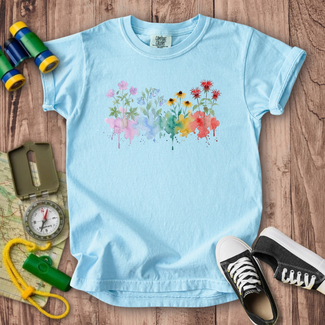 Watercolor Shenandoah Wildflowers Kids Cotton T-Shirt
