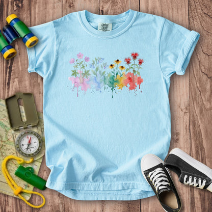 Watercolor Shenandoah Wildflowers Kids Cotton T-Shirt