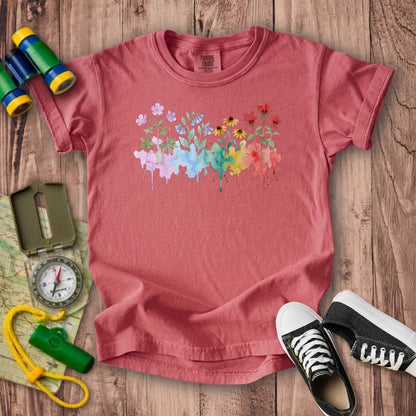 Watercolor Shenandoah Wildflowers Kids Cotton T-Shirt