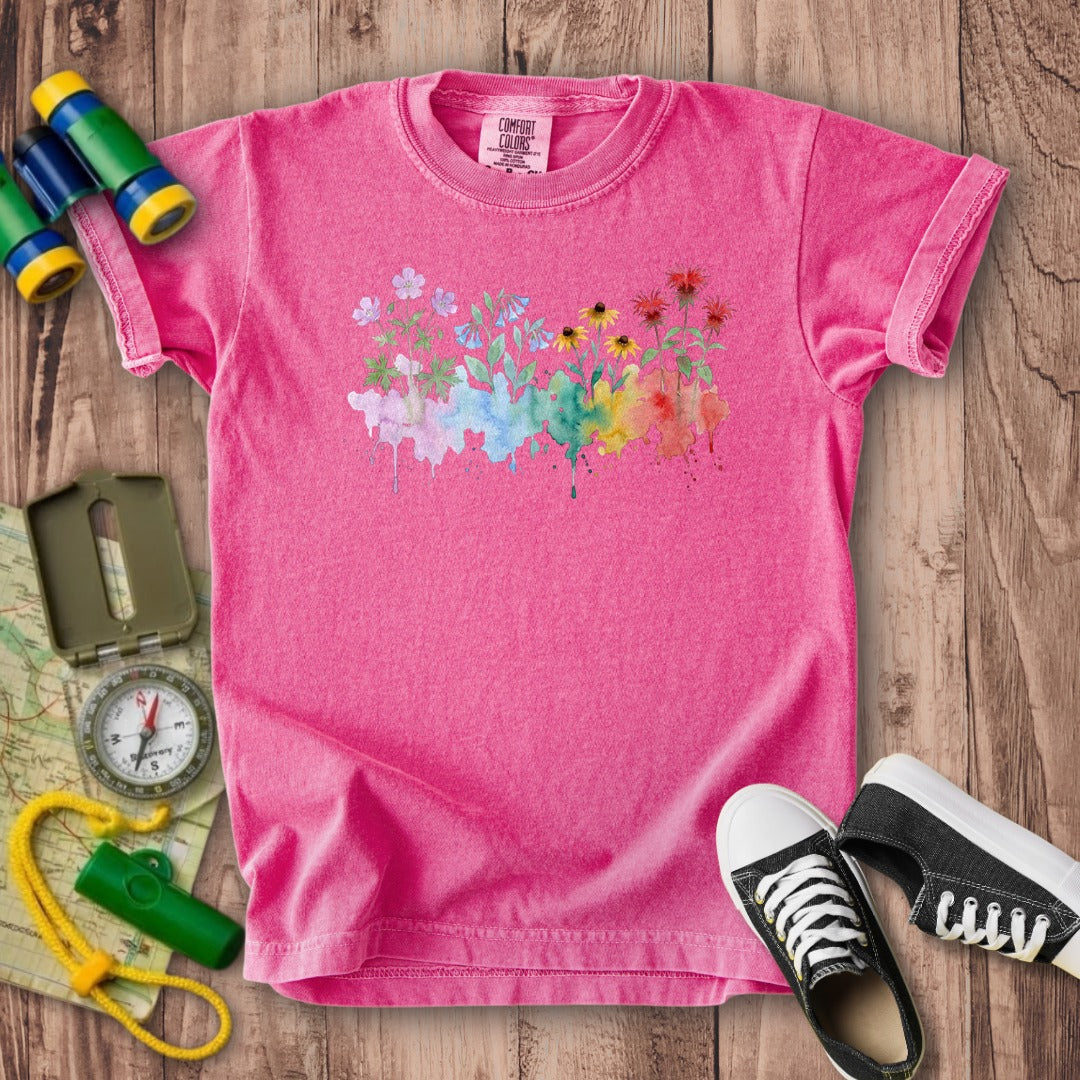 Watercolor Shenandoah Wildflowers Kids Cotton T-Shirt