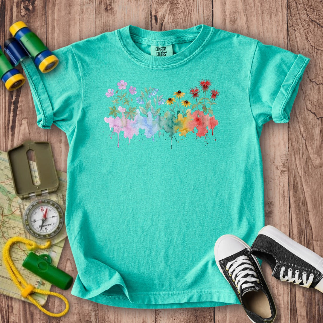 Watercolor Shenandoah Wildflowers Kids Cotton T-Shirt