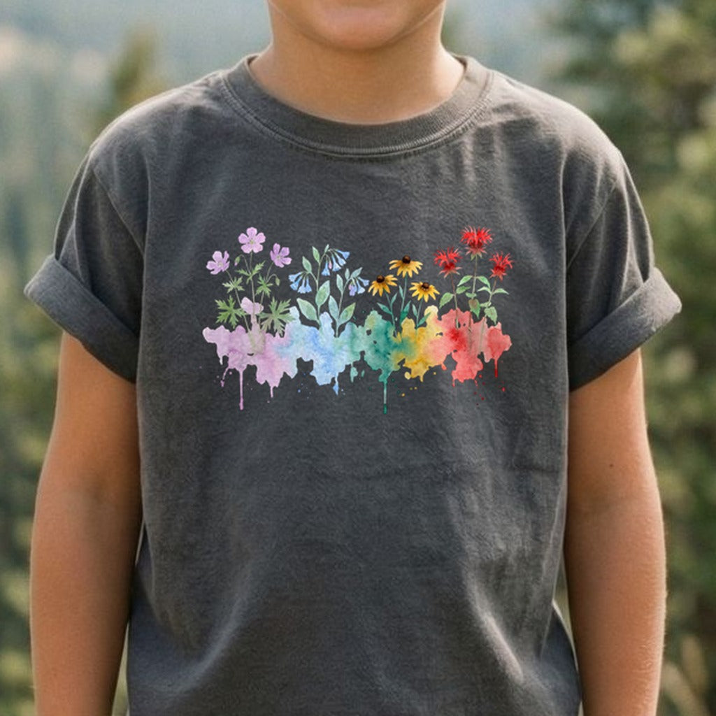 Watercolor Shenandoah Wildflowers Kids Cotton T-Shirt