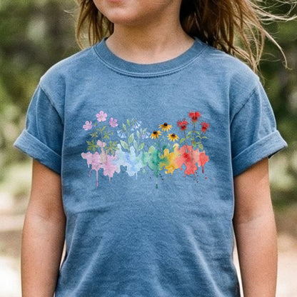 Watercolor Shenandoah Wildflowers Kids Cotton T-Shirt