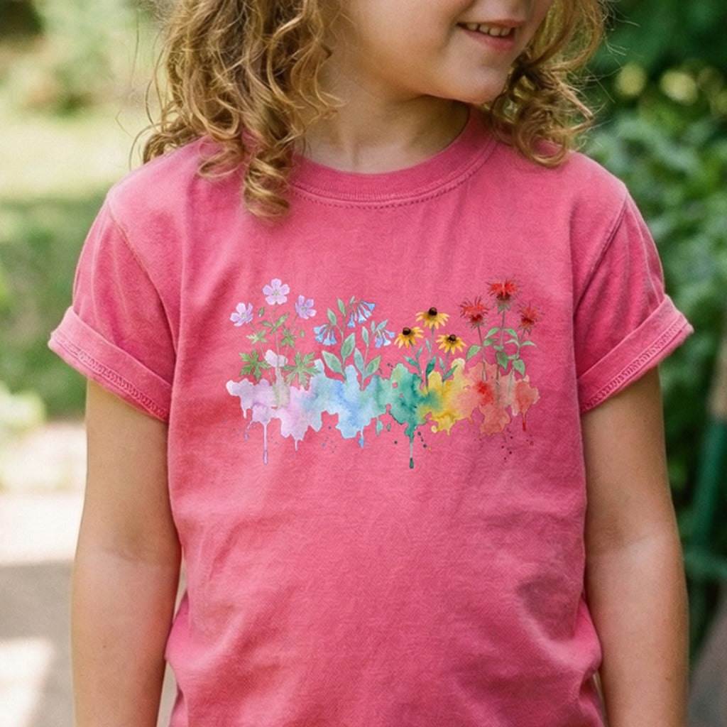 Watercolor Shenandoah Wildflowers Kids Cotton T-Shirt