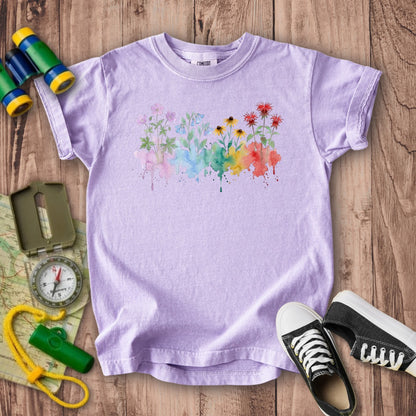 Watercolor Shenandoah Wildflowers Kids Cotton T-Shirt