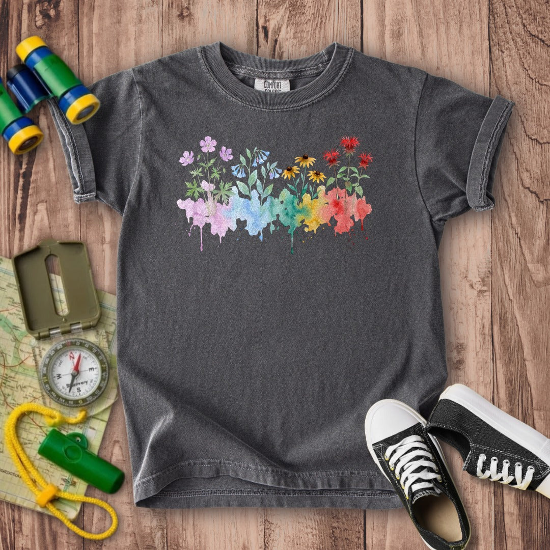 Watercolor Shenandoah Wildflowers Kids Cotton T-Shirt