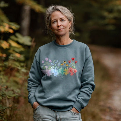 Watercolor Shenandoah Wildflowers Crewneck Sweatshirt