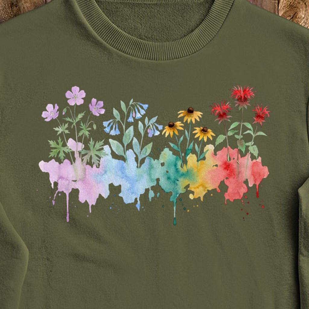 Watercolor Shenandoah Wildflowers Crewneck Sweatshirt