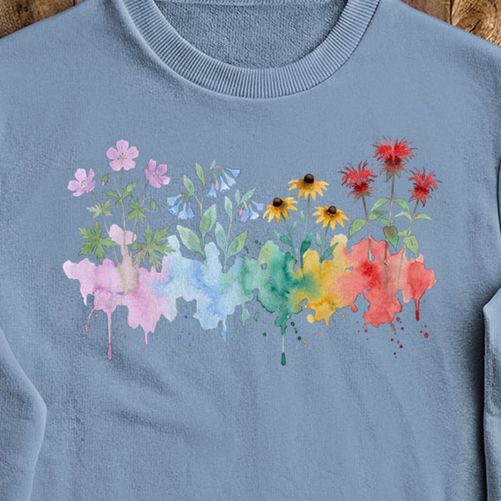 Watercolor Shenandoah Wildflowers Crewneck Sweatshirt
