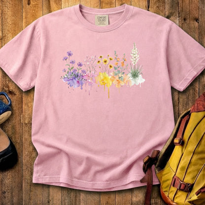 Watercolor White Sands Wildflowers Cotton T-Shirt