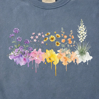 Watercolor White Sands Wildflowers Cotton T-Shirt