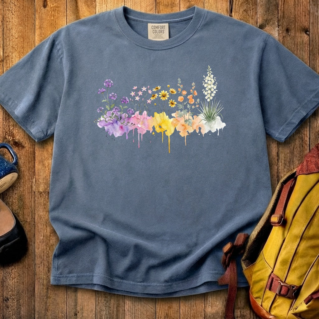 Watercolor White Sands Wildflowers Cotton T-Shirt