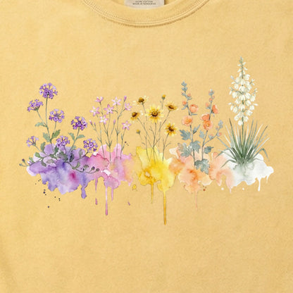 Watercolor White Sands Wildflowers Cotton T-Shirt
