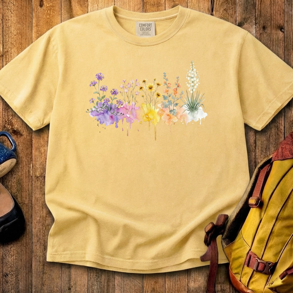 Watercolor White Sands Wildflowers Cotton T-Shirt