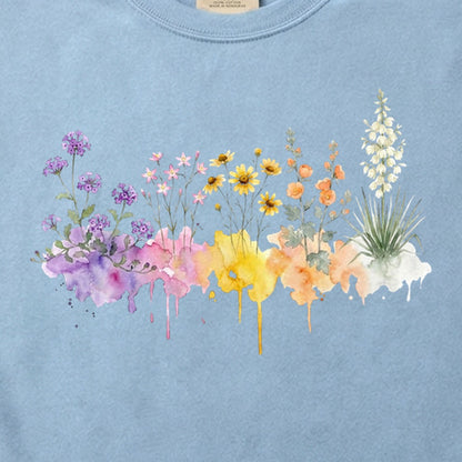 Watercolor White Sands Wildflowers Cotton T-Shirt