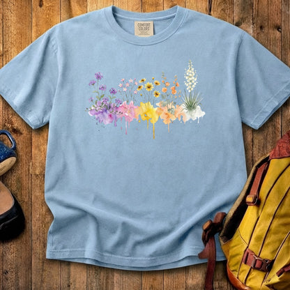 Watercolor White Sands Wildflowers Cotton T-Shirt