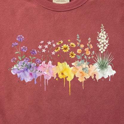 Watercolor White Sands Wildflowers Cotton T-Shirt