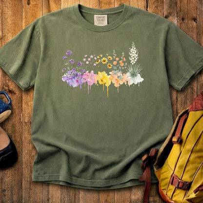Watercolor White Sands Wildflowers Cotton T-Shirt