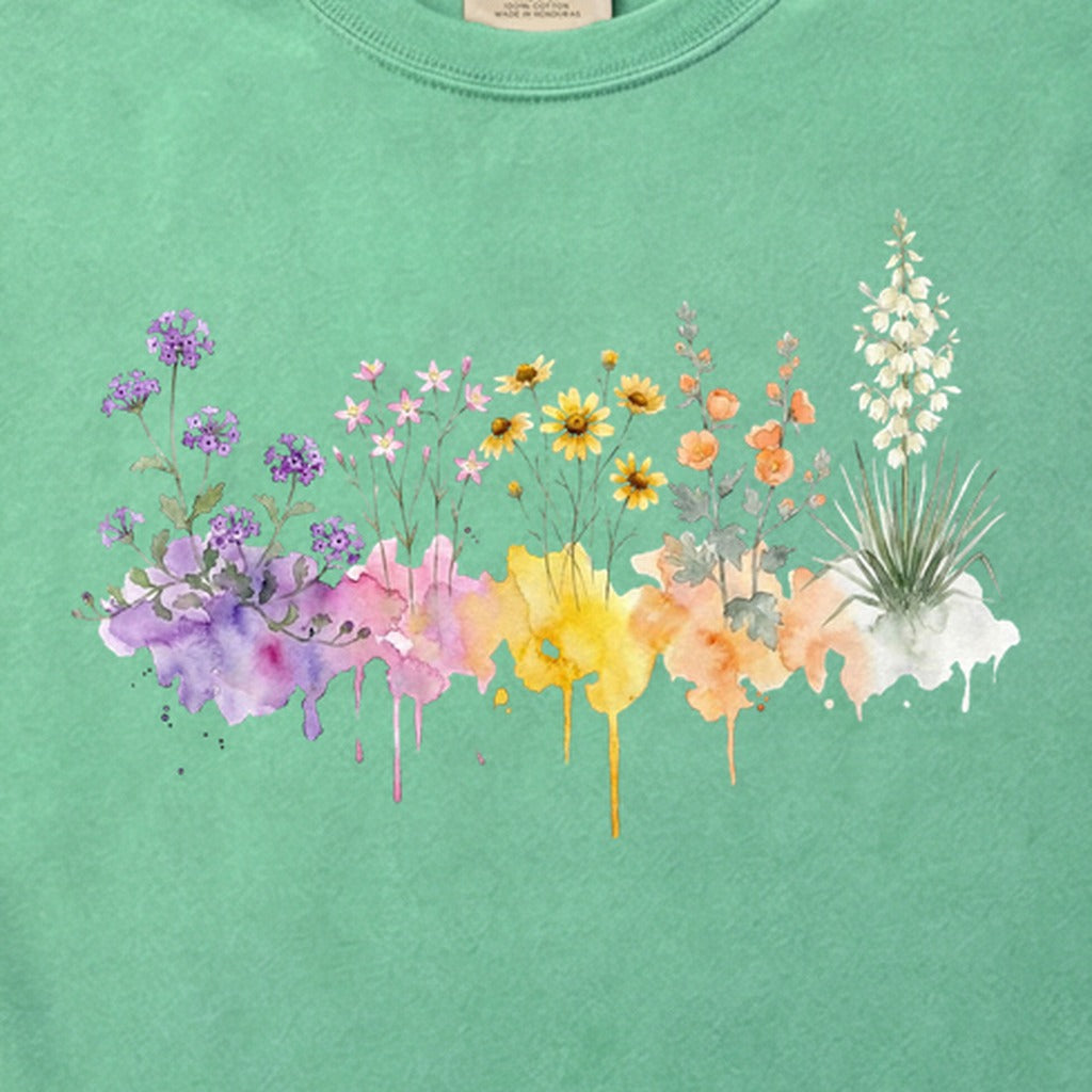 Watercolor White Sands Wildflowers Cotton T-Shirt