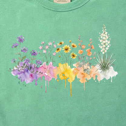 Watercolor White Sands Wildflowers Cotton T-Shirt