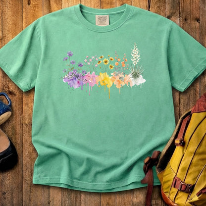Watercolor White Sands Wildflowers Cotton T-Shirt