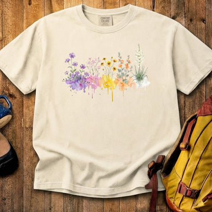 Watercolor White Sands Wildflowers Cotton T-Shirt