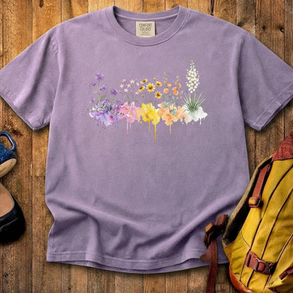 Watercolor White Sands Wildflowers Cotton T-Shirt