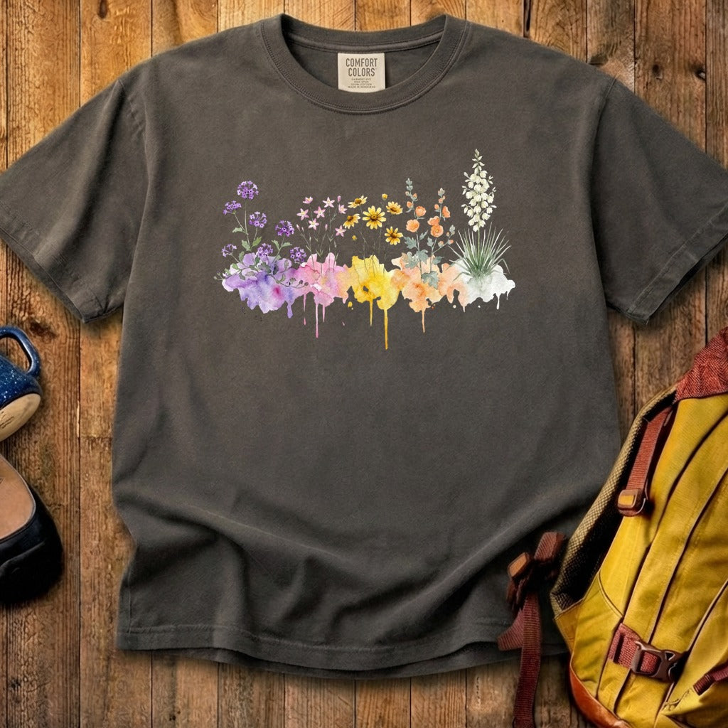 Watercolor White Sands Wildflowers Cotton T-Shirt