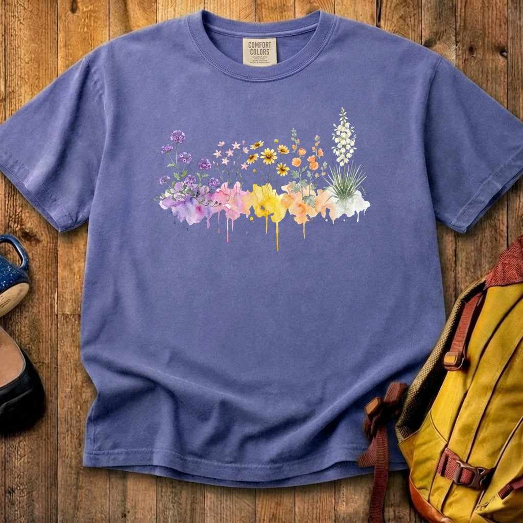 Watercolor White Sands Wildflowers Cotton T-Shirt