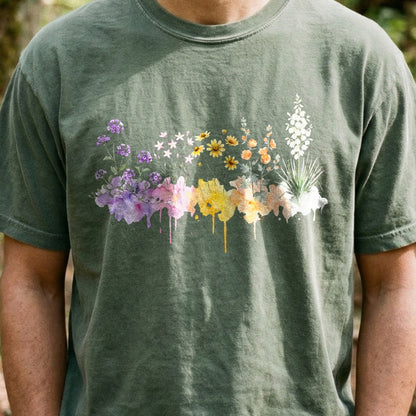 Watercolor White Sands Wildflowers Cotton T-Shirt