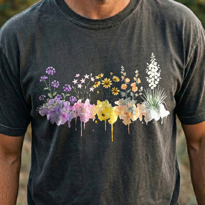 Watercolor White Sands Wildflowers Cotton T-Shirt