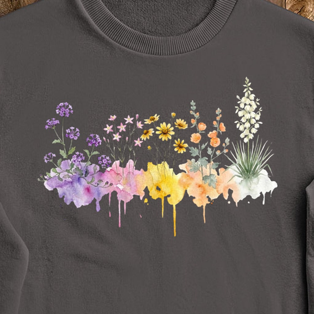 Watercolor White Sands Wildflowers Crewneck Sweatshirt