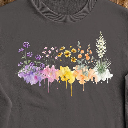 Watercolor White Sands Wildflowers Crewneck Sweatshirt