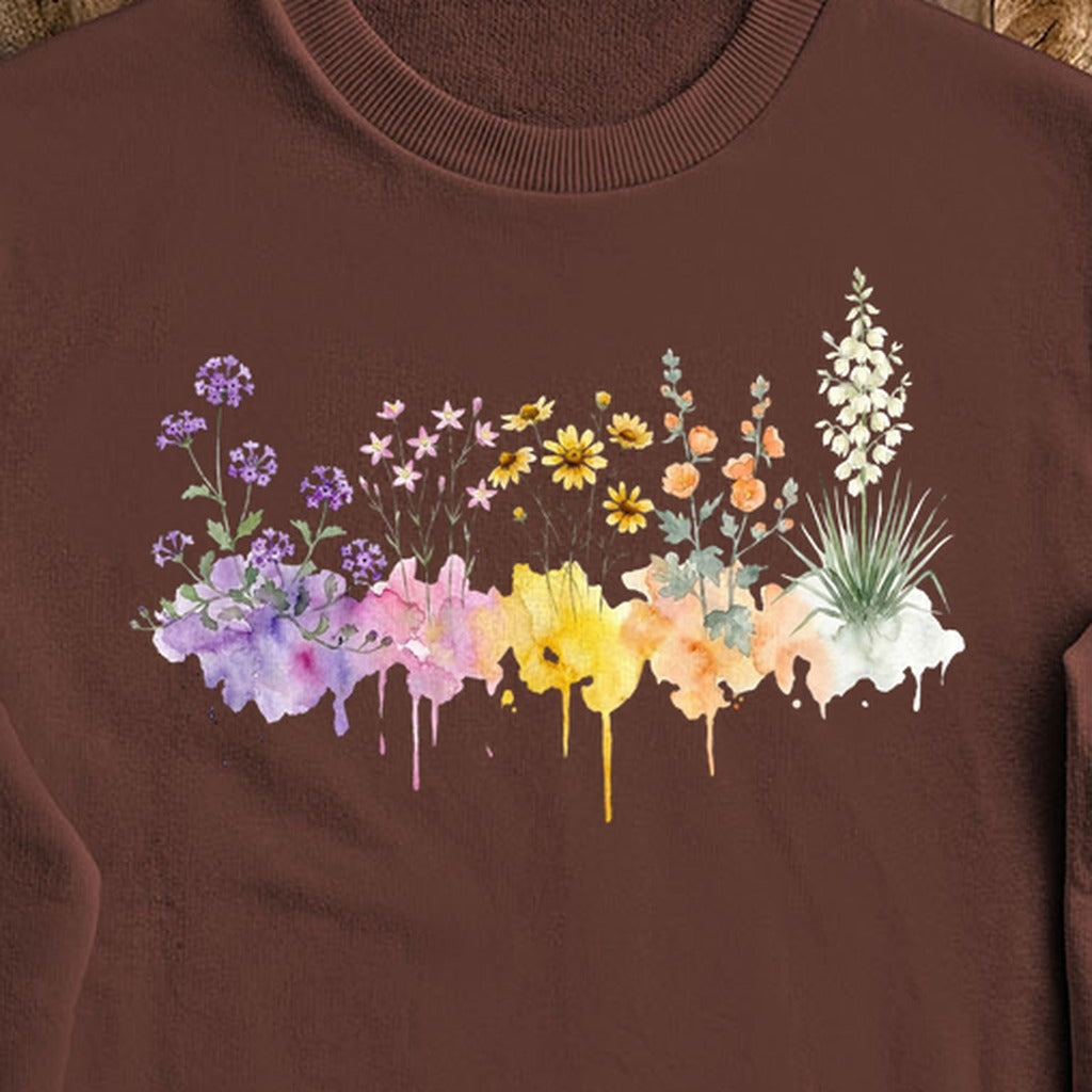 Watercolor White Sands Wildflowers Crewneck Sweatshirt