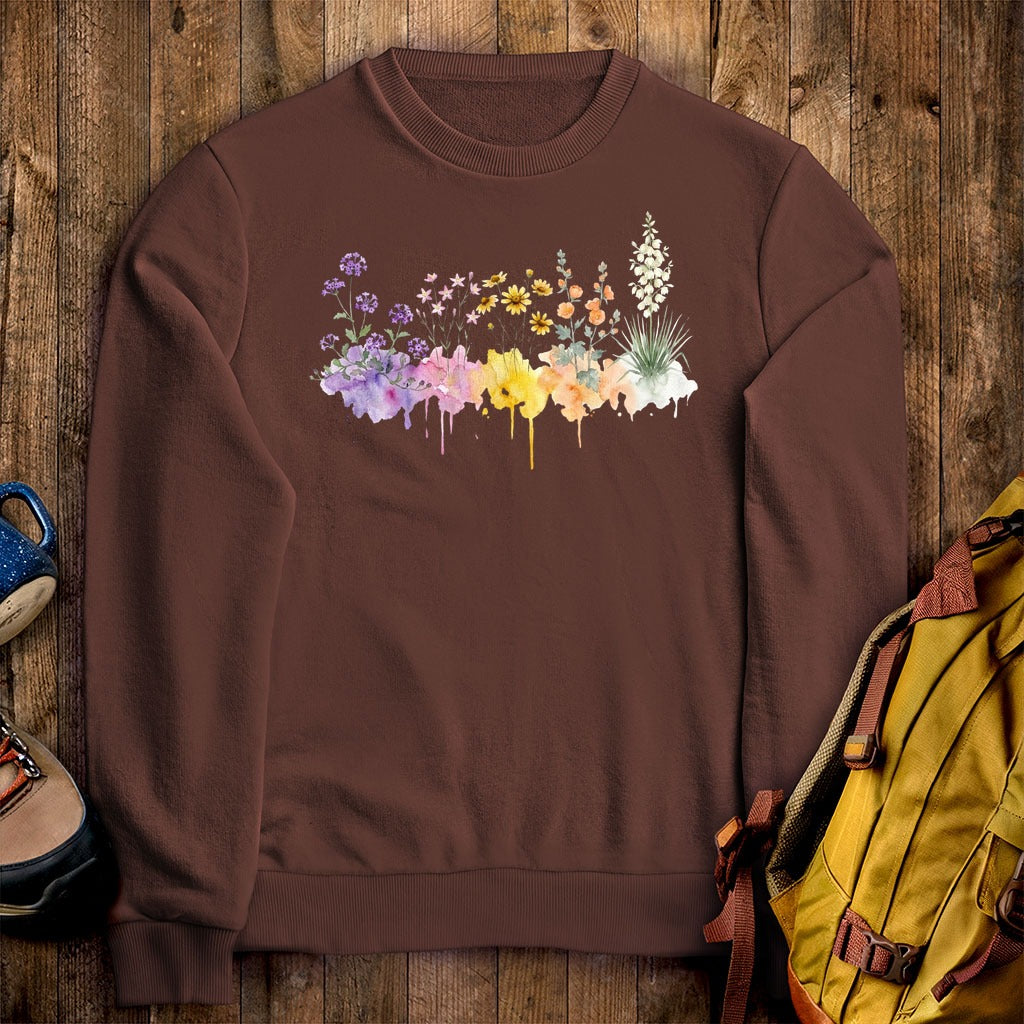 Watercolor White Sands Wildflowers Crewneck Sweatshirt