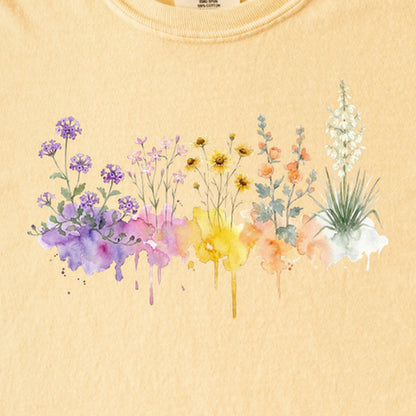 Watercolor White Sands Wildflowers Kids Cotton T-Shirt