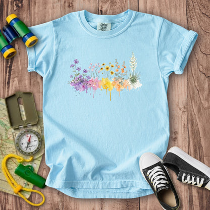 Watercolor White Sands Wildflowers Kids Cotton T-Shirt