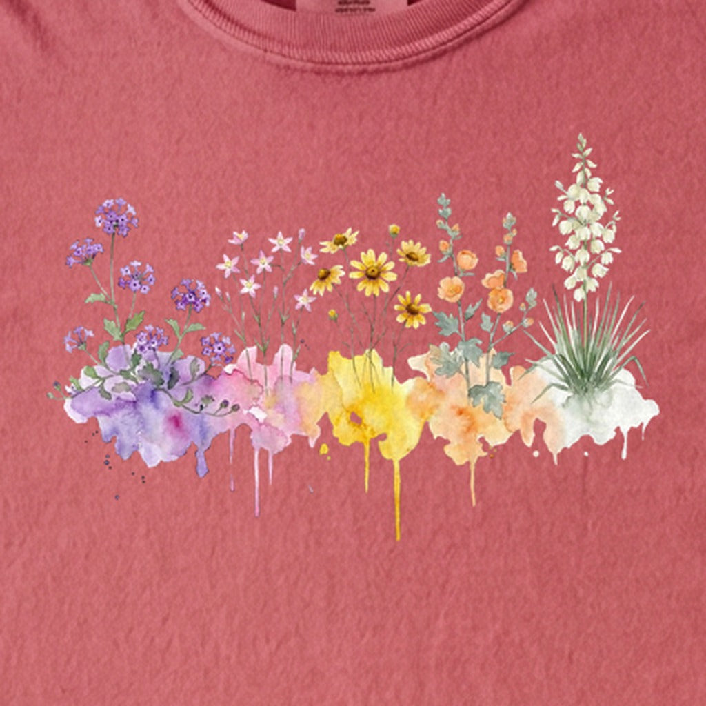 Watercolor White Sands Wildflowers Kids Cotton T-Shirt