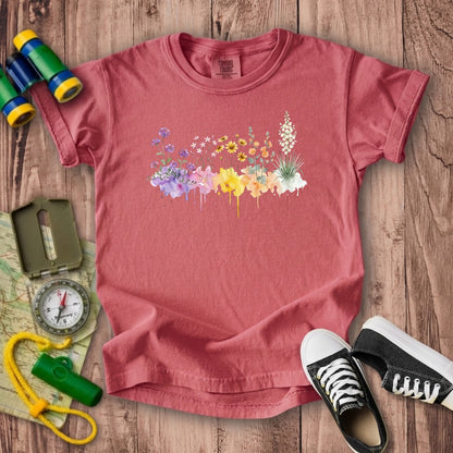 Watercolor White Sands Wildflowers Kids Cotton T-Shirt