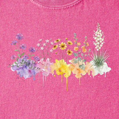 Watercolor White Sands Wildflowers Kids Cotton T-Shirt