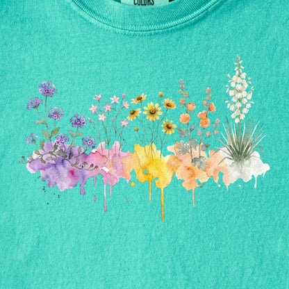 Watercolor White Sands Wildflowers Kids Cotton T-Shirt
