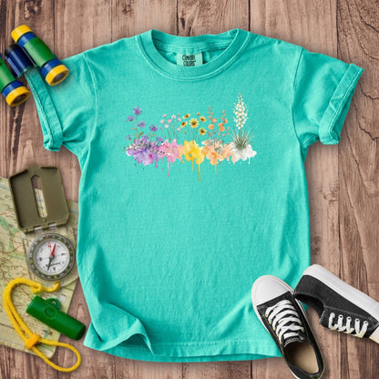 Watercolor White Sands Wildflowers Kids Cotton T-Shirt