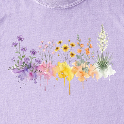 Watercolor White Sands Wildflowers Kids Cotton T-Shirt