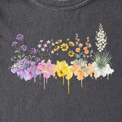 Watercolor White Sands Wildflowers Kids Cotton T-Shirt