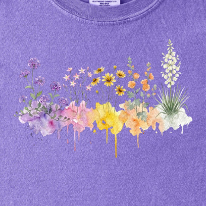 Watercolor White Sands Wildflowers Kids Cotton T-Shirt