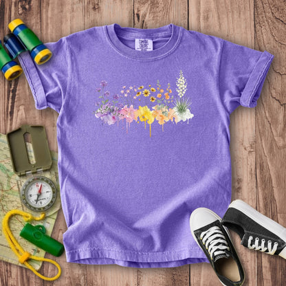 Watercolor White Sands Wildflowers Kids Cotton T-Shirt