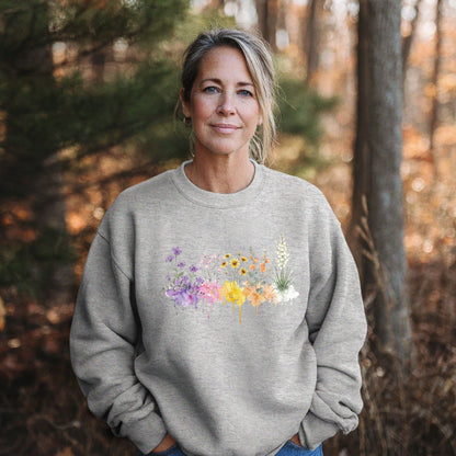Watercolor White Sands Wildflowers Crewneck Sweatshirt